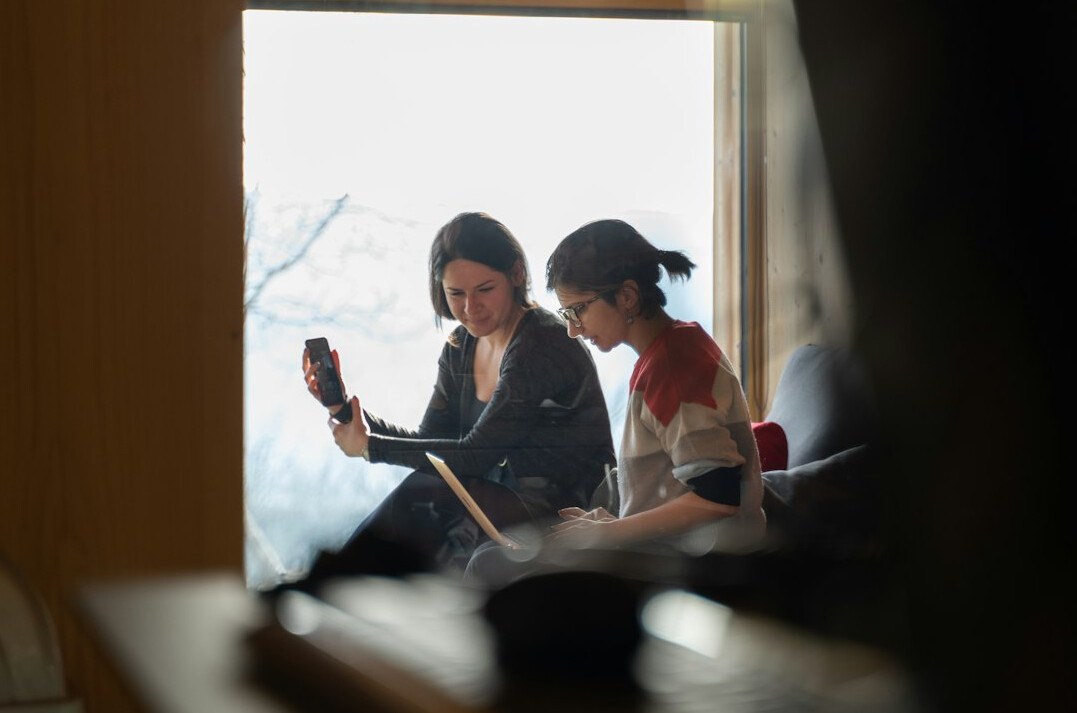 group of students in online meeting